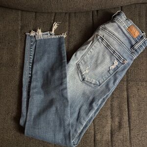Judy Blue Two-Tone Light Blue Distressed Skinny Jeans